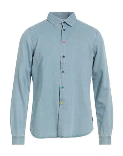 Ps By Paul Smith Ps Paul Smith Man Denim Shirt Blue Size Xl Organic Cotton, Lyocell