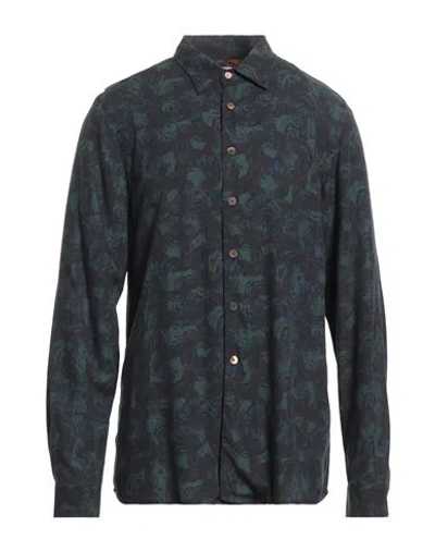 Ps By Paul Smith Ps Paul Smith Man Shirt Dark Green Size L Viscose In Gray