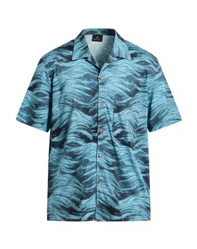 Ps By Paul Smith Ps Paul Smith Man Shirt Deep Teal Size Xl Cotton In Blue