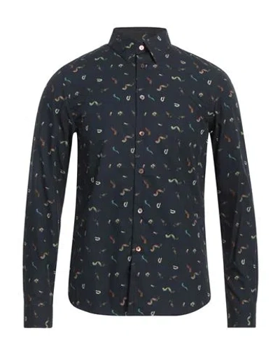 Ps By Paul Smith Ps Paul Smith Man Shirt Midnight Blue Size M Cotton In Black