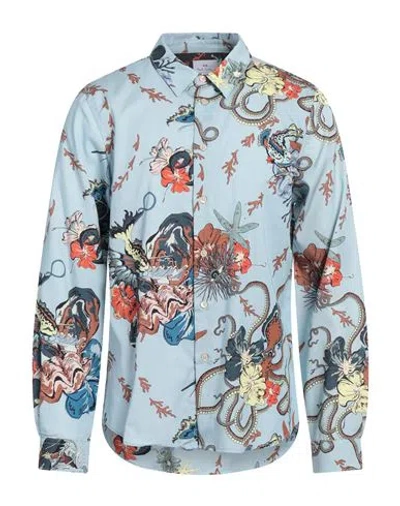 Ps By Paul Smith Ps Paul Smith Man Shirt Sky Blue Size L Lyocell, Cotton