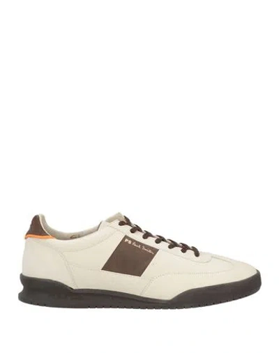 Ps By Paul Smith Ps Paul Smith Man Sneakers Beige Size 12 Cow Leather In White