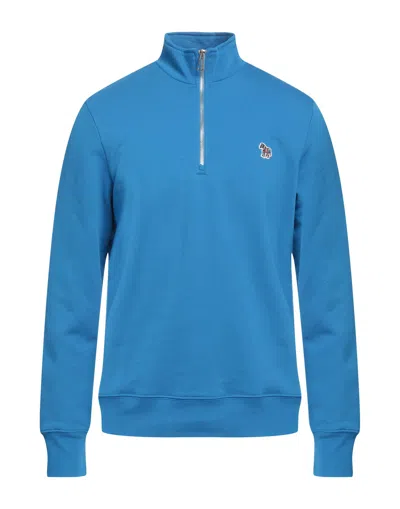 Ps By Paul Smith Ps Paul Smith Man Sweatshirt Azure Size Xl Organic Cotton In Blue