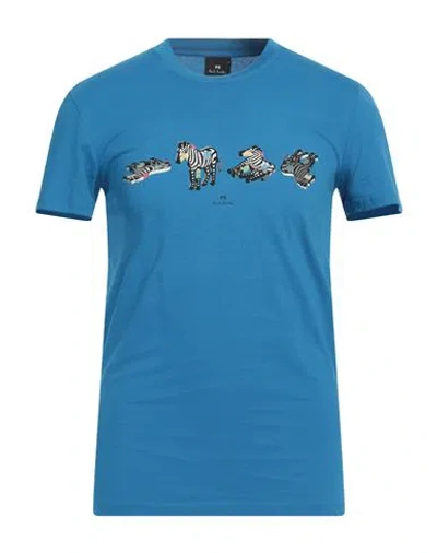 Ps By Paul Smith Ps Paul Smith Man T-shirt Azure Size S Organic Cotton In Blue