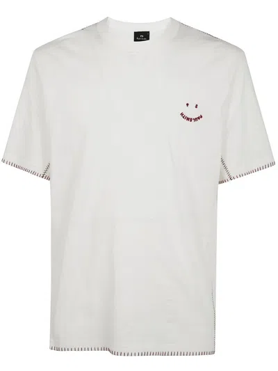 Ps By Paul Smith Ps Paul Smith Mens Casual Fit Short Sleeves T-shirt Happy Clothing In White