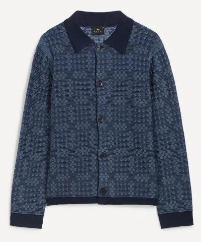 Ps By Paul Smith Ps Paul Smith Mens Navy Geo Cotton Cardigan In Blue