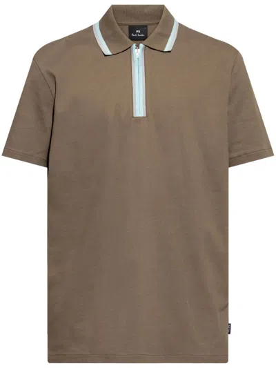 Ps By Paul Smith Ps Paul Smith Mens Regular Fit Half Zip Polo Clothing In Green
