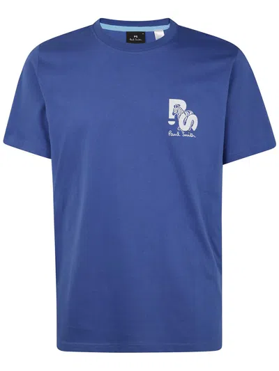 Ps By Paul Smith Ps Paul Smith Mens Regular Fit Short Sleeves T-shirt Ps Zebra Clothing In Blue