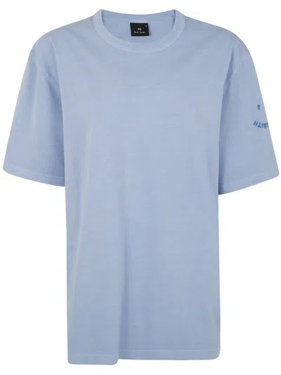 Ps By Paul Smith Ps Paul Smith Mens Tshirt Ps Happy Embroider Clothing In Blue