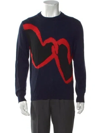 Pre-owned Ps By Paul Smith Ps Paul Smith Merino Wool Graphic Print Pullover In Blue