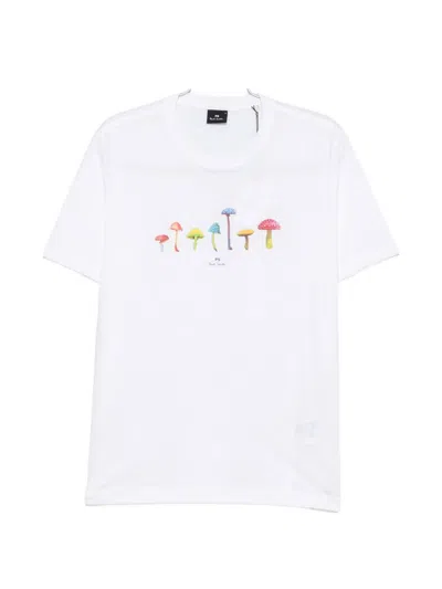Ps By Paul Smith Ps Paul Smith Mushrooms Cotton T-shirt In White