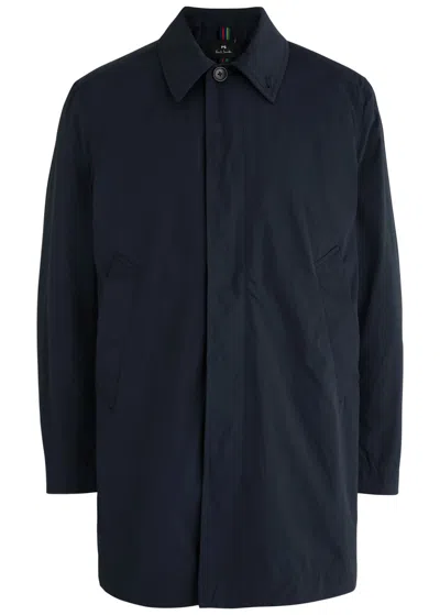 Ps By Paul Smith Single-breasted Cotton-blend Coat In Blue