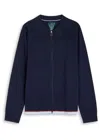 Ps By Paul Smith S By Paul Smith Mens Very Dark Navy Collared Textured-panel Wool-knit Cardigan In Animal Print