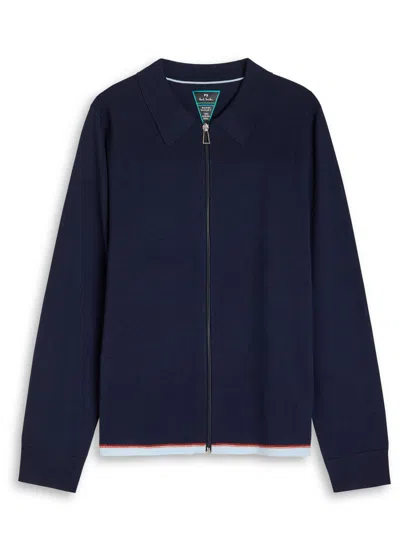 Ps By Paul Smith Ps Paul Smith Panelled Wool Jumper In Blue