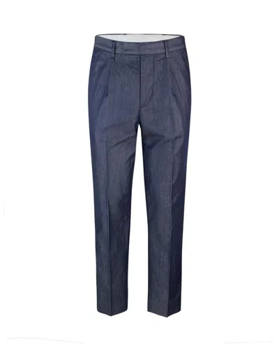 Ps By Paul Smith Pantaloni In Twill Risciacquato Indaco In Blue