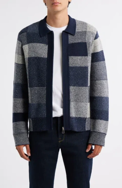 PS BY PAUL SMITH PS PAUL SMITH PATCHWORK COTTON & WOOL BLEND ZIP CARDIGAN