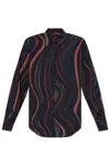 Ps By Paul Smith Women's 'midnight Swirl' Satin Georgette Shirt Blue In Dark Navy