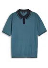 Ps By Paul Smith Ps Paul Smith Pointelle-knit Polo Shirt In Blue