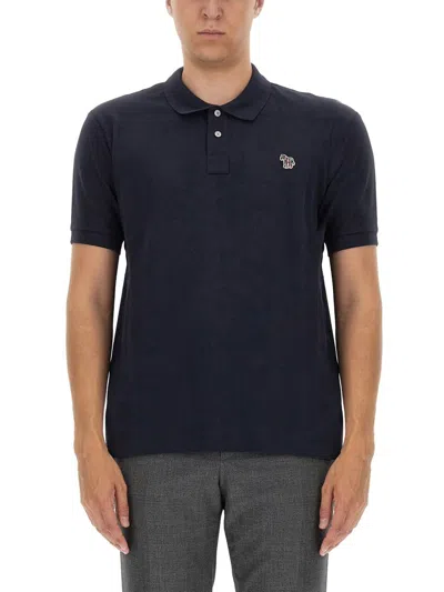 Ps By Paul Smith Ps Paul Smith Polo Shirt With Zebra Patch In Navy