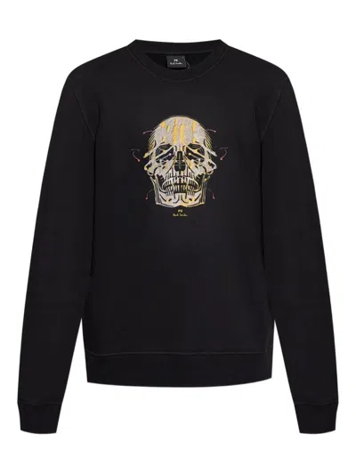 Ps By Paul Smith Ps Paul Smith Printed Cotton Sweatshirt In Black