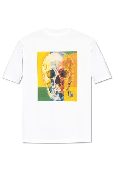 Ps By Paul Smith Skull Square Cotton T Shirt In White