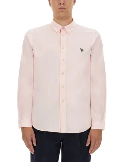 Ps By Paul Smith Ps Paul Smith Regular Fit Shirt With Button-down Collar And Embroidered Detail In Pink