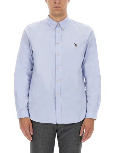 Ps By Paul Smith Ps Paul Smith Regular Fit Shirt With Classic Collar And Zebra Logo In Blue