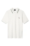 Ps By Paul Smith Ps Paul Smith Regular Fit Tipped Zebra Embroidered Stretch Organic Cotton Polo In White