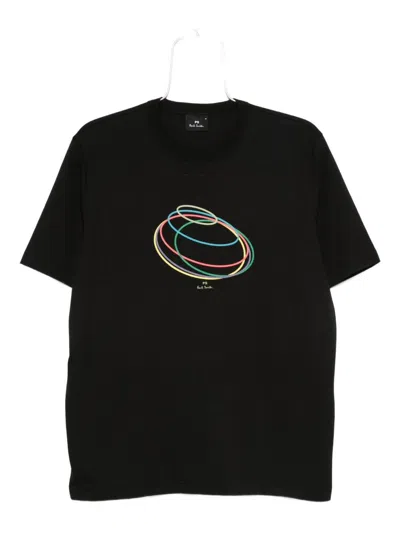 Ps By Paul Smith Ps Paul Smith Rings Print Cotton T-shirt In Black
