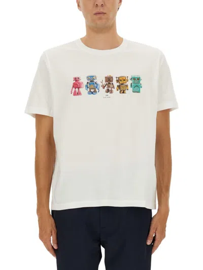 Ps By Paul Smith Ps Paul Smith Robot Print T-shirt In White