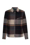 Ps By Paul Smith Ecru And Burgundy Check Wool-blend Harrington Jacket White In Grigio
