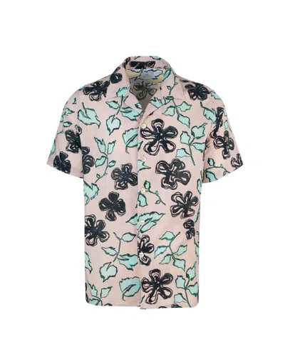 Ps By Paul Smith Short Sleeve Casual Shirt With Floral Print In Pink