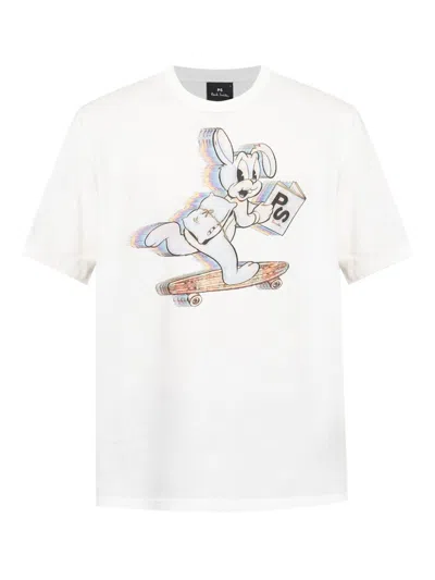 Ps By Paul Smith Ps Paul Smith Skate Bunny Cotton T-shirt In White