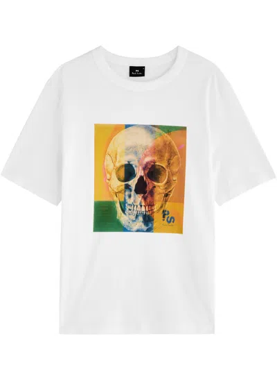 Ps By Paul Smith Ps Paul Smith Skull Printed Cotton T-shirt In White