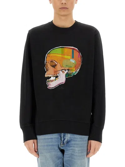 Ps By Paul Smith Ps Paul Smith Skull Sketch Print Sweatshirt In Black