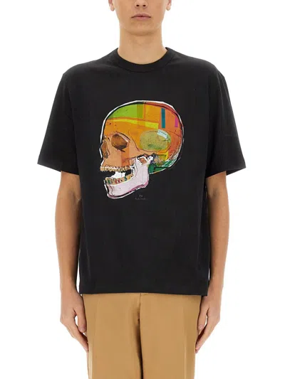 Ps By Paul Smith Black 'skull Sketch' Print T-shirt