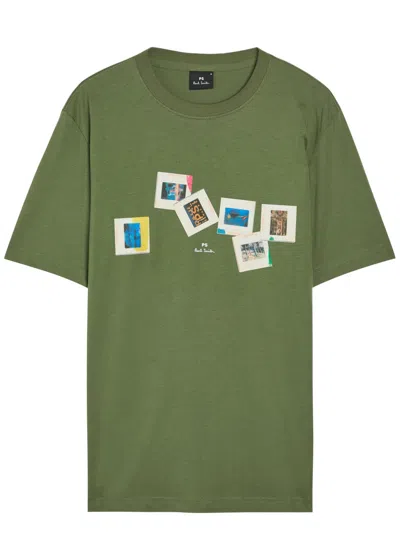 Ps By Paul Smith Ps Paul Smith Slides Printed Cotton T-shirt In Green