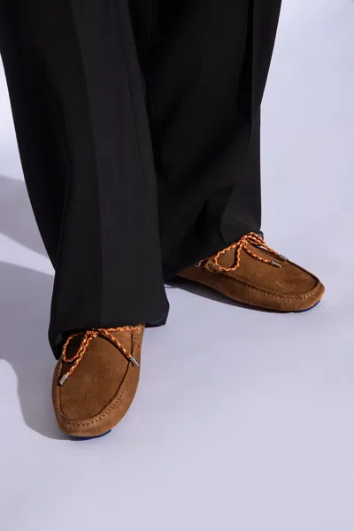 Ps By Paul Smith Tie-fastening Suede Mocassins In Beige