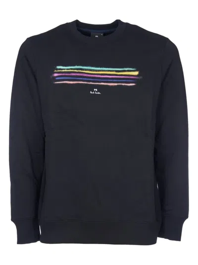 Ps By Paul Smith Ps Paul Smith Stripe Detailed Crewneck Sweatshirt In Black