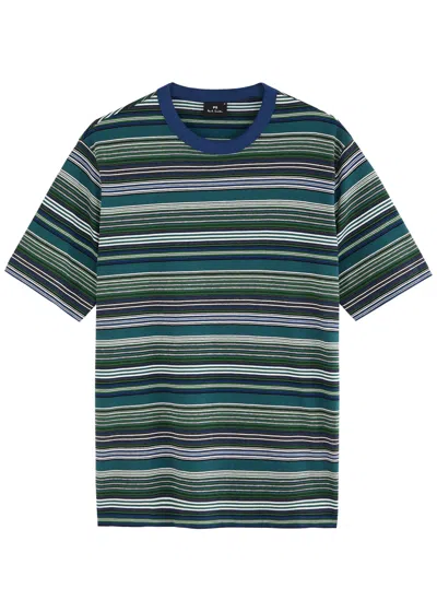 Ps By Paul Smith Ps Paul Smith Stripe Intarsia Cotton T-shirt In Blue