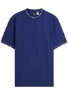 Ps By Paul Smith Ps Paul Smith Stripe-trimmed Piqué Cotton T-shirt In Blue