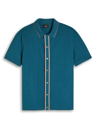 PS BY PAUL SMITH PS PAUL SMITH STRIPE-TRIMMED STRETCH-COTTON POLO SHIRT