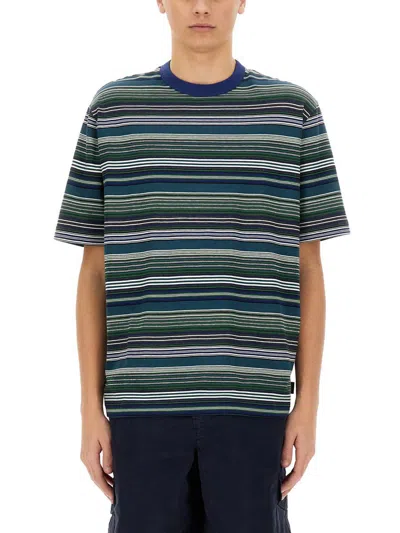 Ps By Paul Smith Ps Paul Smith Stripe Intarsia Cotton T-shirt In Blue