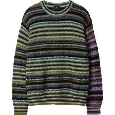 Ps By Paul Smith Ps Paul Smith Striped Textured Crewneck Sweater In Multi