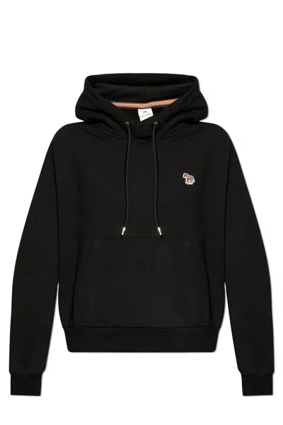 Ps By Paul Smith Zebra-patch Cotton Hoodie In Negro