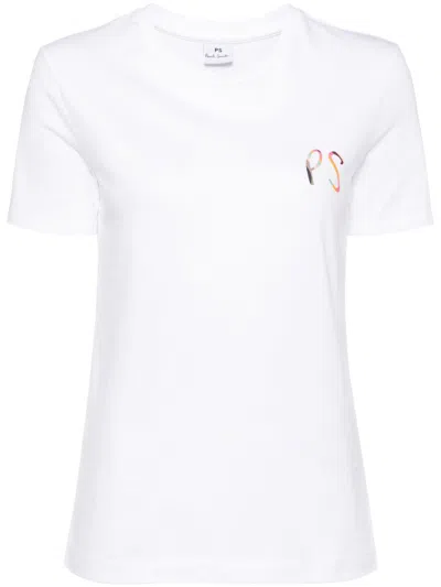 Ps By Paul Smith Ps Paul Smith Swirl Logo Cotton T-shirt In White