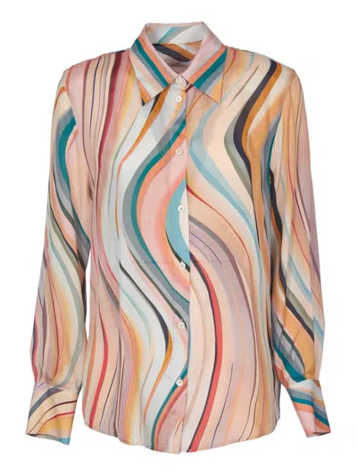 Ps By Paul Smith Ps Paul Smith Swirl Curved Hem Shirt In Multi