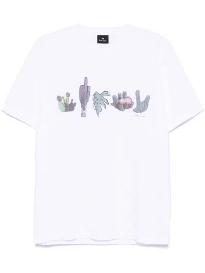 Ps By Paul Smith Cactus Lineup Tee In White