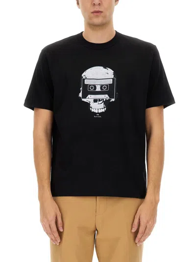 Ps By Paul Smith Skull Tape Print T-shirt In Black