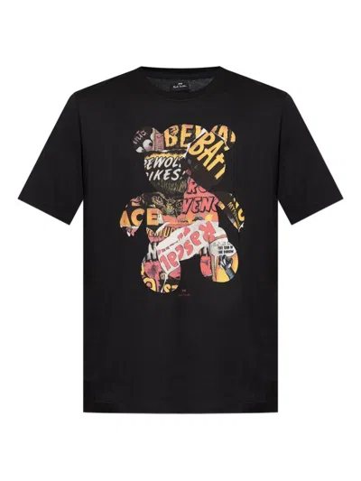 Ps By Paul Smith Ps Paul Smith Teddy Print Cotton T-shirt In Black